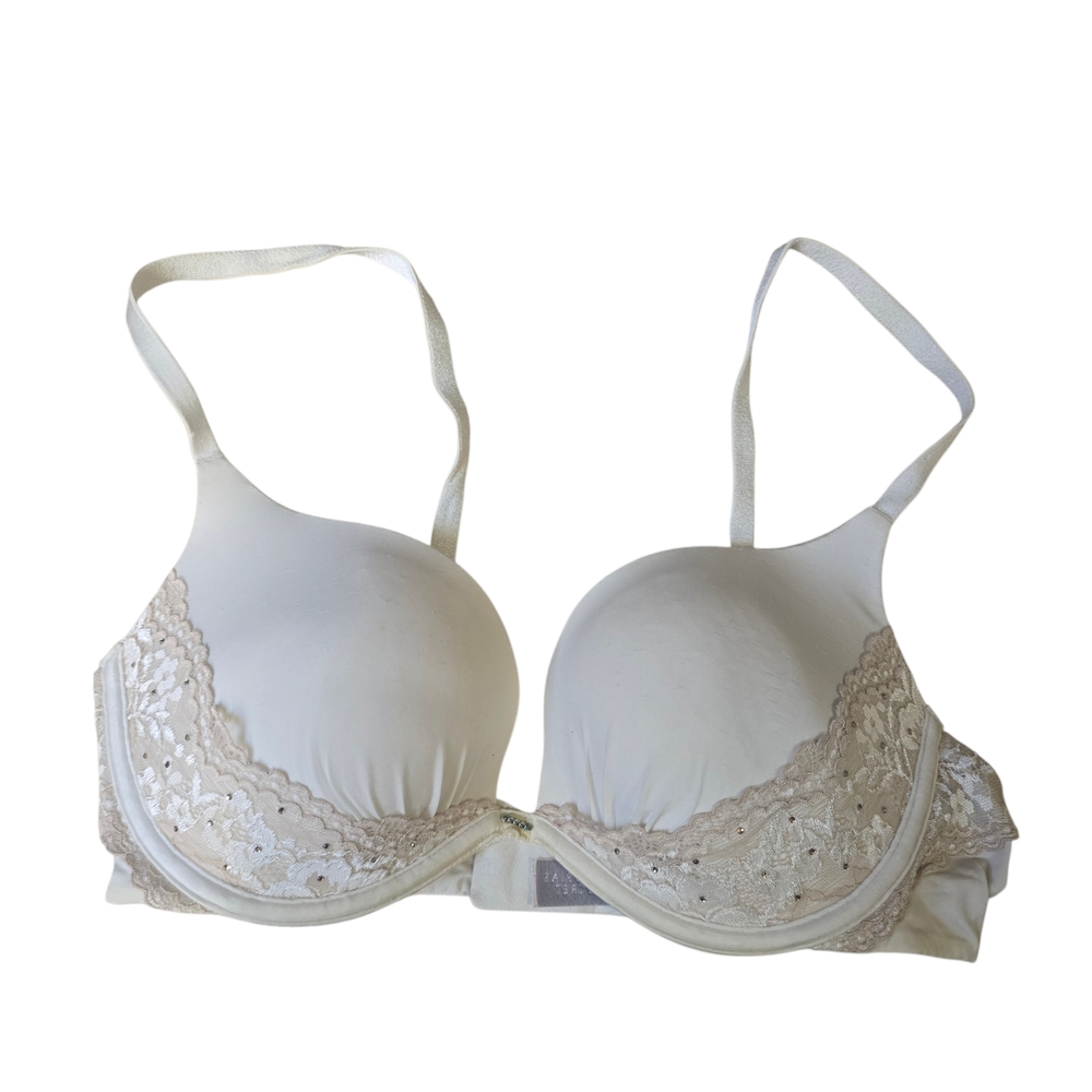 Victoria's Secret Cream Lace-Trim Push Up Bra Size 34C